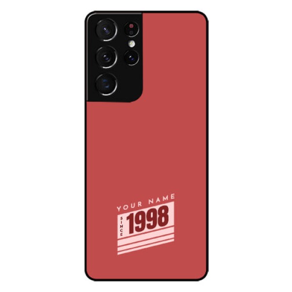 Galaxy S21 Ultra Custom Glass Phone Case - Red custom year of birth Design Galaxy S21 Ultra Custom Glass Phone Case - Red custom year of birth Design