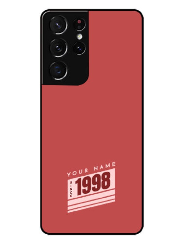Custom Galaxy S21 Ultra Custom Glass Phone Case - Red custom year of birth Design