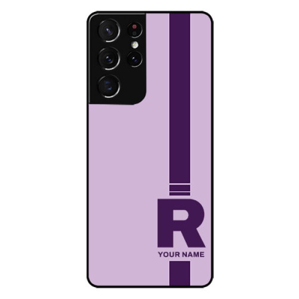 Galaxy S21 Ultra Photo Printing on Glass Case - Simple dual tone stripe with name Design Galaxy S21 Ultra Photo Printing on Glass Case - Simple dual tone stripe with name Design