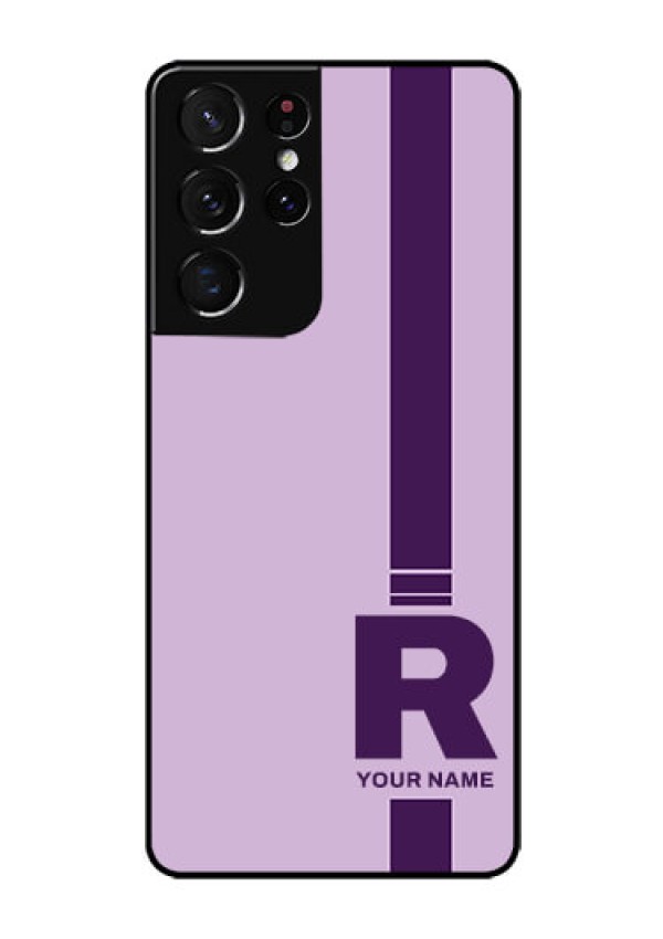 Galaxy S21 Ultra Photo Printing on Glass Case - Simple dual tone stripe with name Design