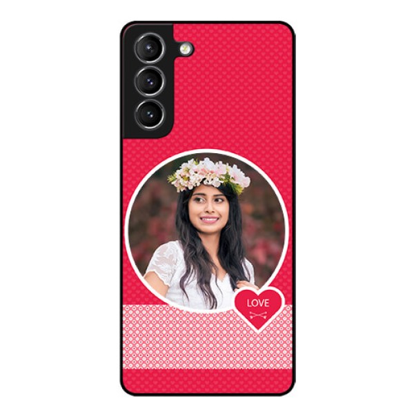 Galaxy S21 Personalised Glass Phone Case  - Pink Pattern Design