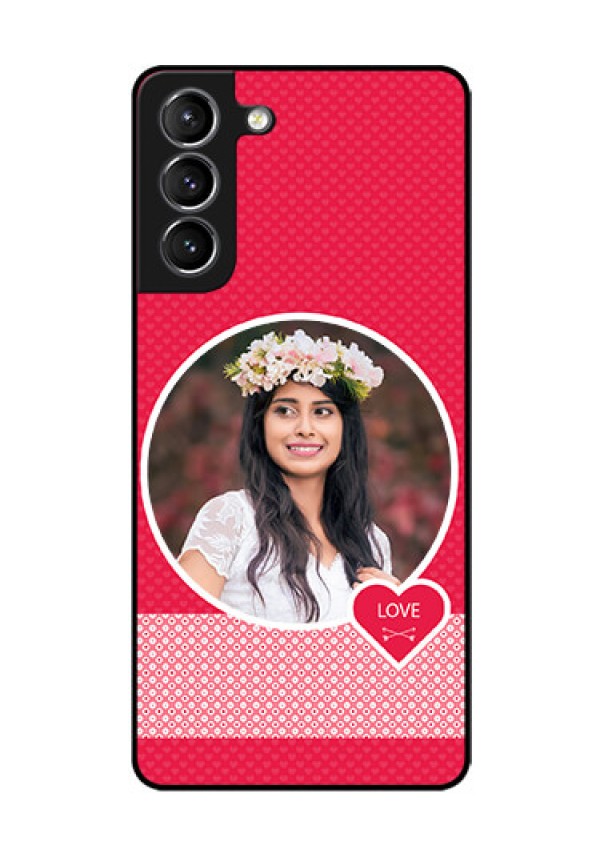 Galaxy S21 Personalised Glass Phone Case  - Pink Pattern Design