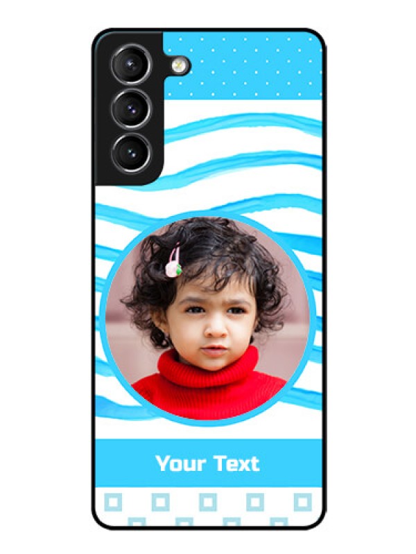 Custom Galaxy S21 Custom Glass Phone Case  - Simple Blue Case Design