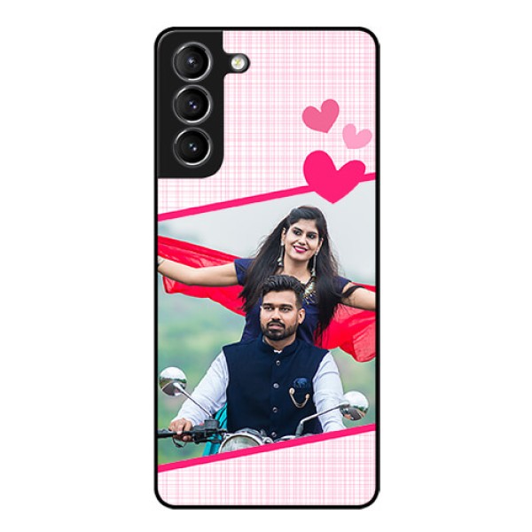 Galaxy S21 Custom Glass Phone Case - Love Shape Heart Design Galaxy S21 Custom Glass Phone Case - Love Shape Heart Design