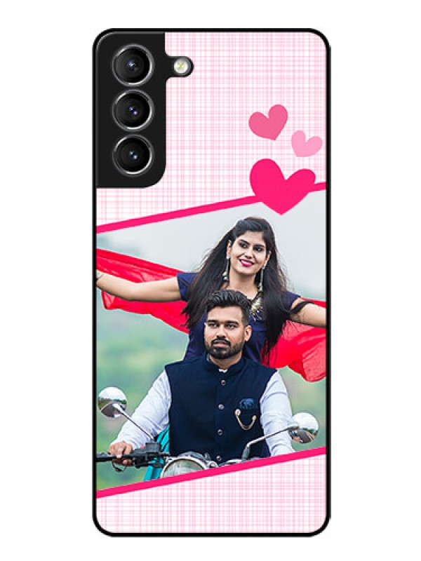 Custom Galaxy S21 Custom Glass Phone Case  - Love Shape Heart Design