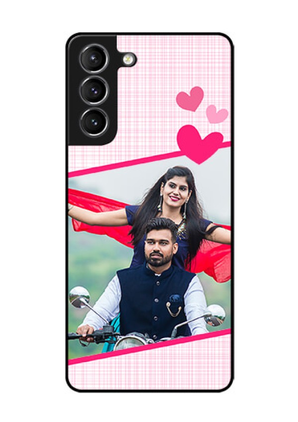 Galaxy S21 Custom Glass Phone Case  - Love Shape Heart Design