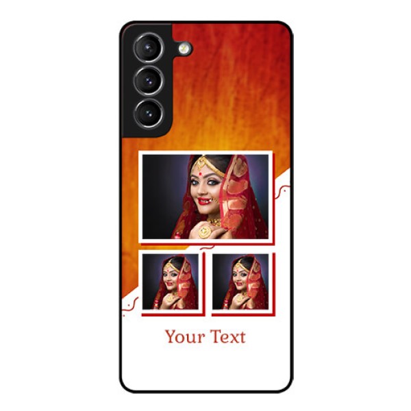 Galaxy S21 Custom Glass Phone Case  - Wedding Memories Design  
