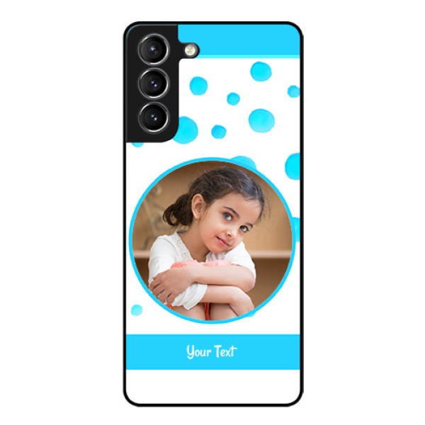 Galaxy S21 Photo Printing on Glass Case - Blue Bubbles Pattern Design Galaxy S21 Photo Printing on Glass Case - Blue Bubbles Pattern Design