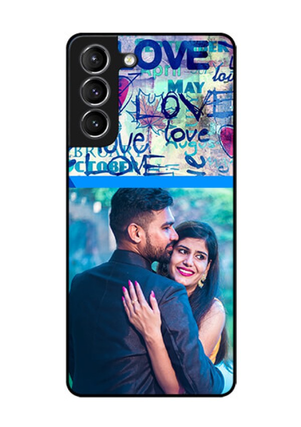 Galaxy S21 Custom Glass Mobile Case  - Colorful Love Design