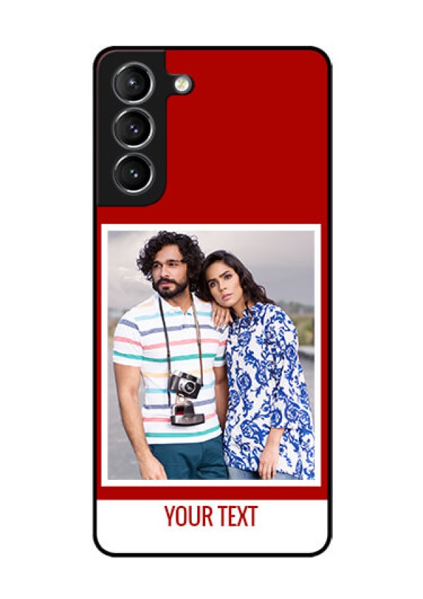 Galaxy S21 Personalized Glass Phone Case  - Simple Red Color Design