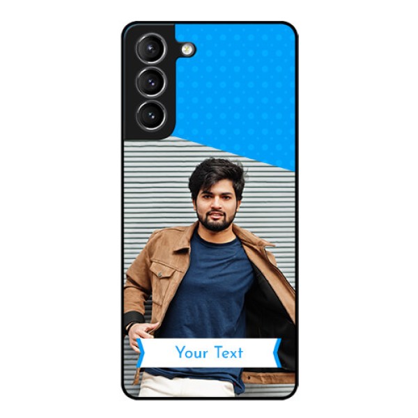 Galaxy S21 Photo Printing on Glass Case - Simple Blue Color Design Galaxy S21 Photo Printing on Glass Case - Simple Blue Color Design
