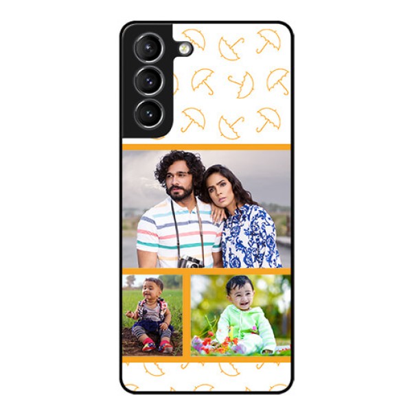 Galaxy S21 Custom Glass Mobile Case  - Yellow Pattern Design