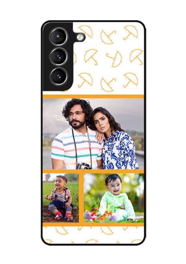 Galaxy S21 Custom Glass Mobile Case  - Yellow Pattern Design