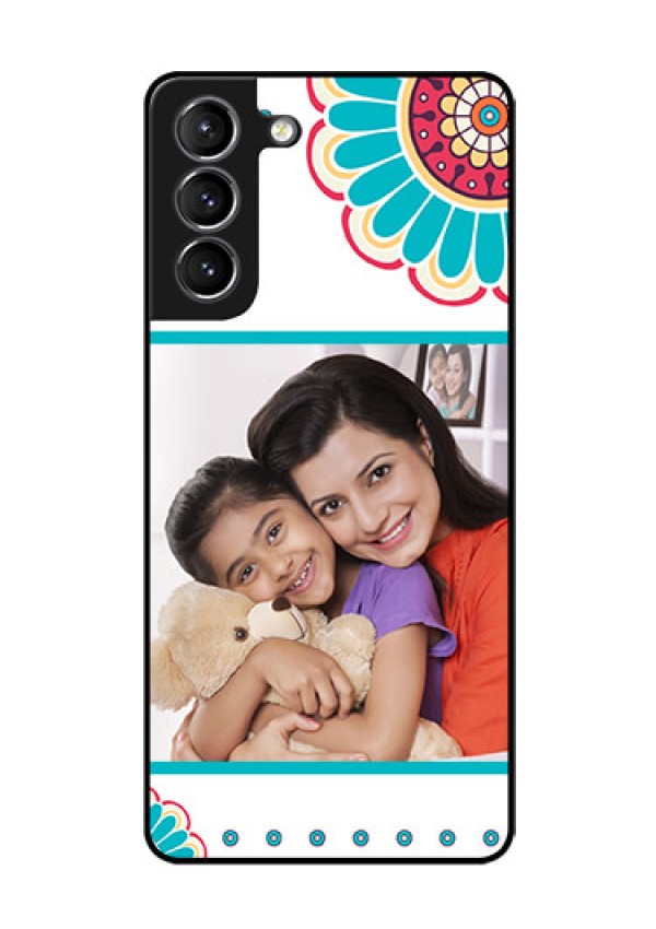 Galaxy S21 Custom Glass Phone Case  - Flower Design