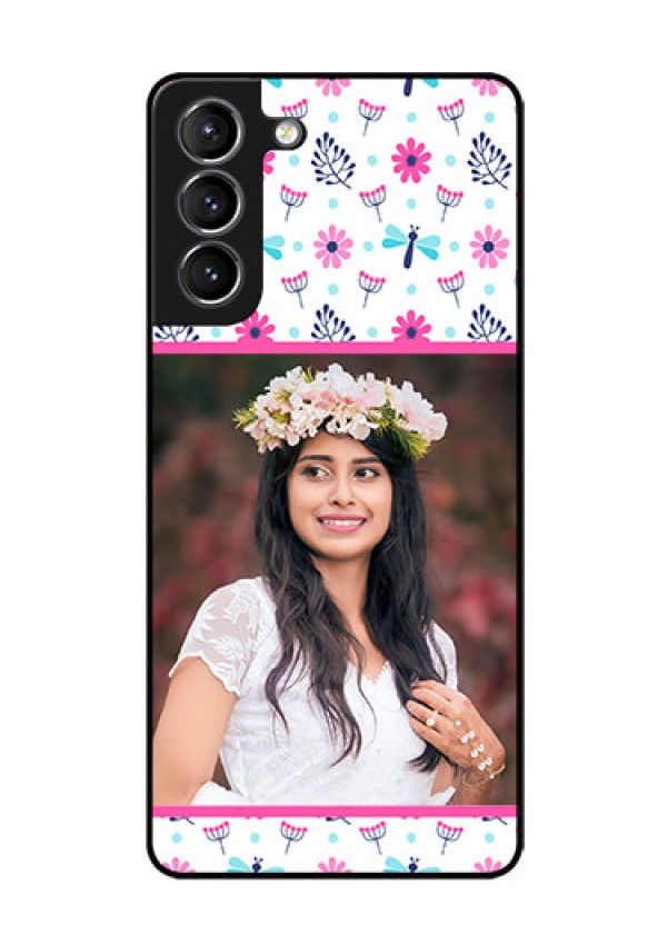 Galaxy S21 Photo Printing on Glass Case  - Colorful Flower Design