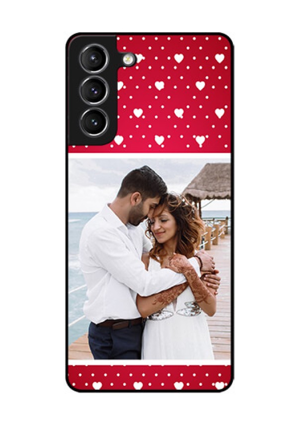 Galaxy S21 Photo Printing on Glass Case  - Hearts Mobile Case Design