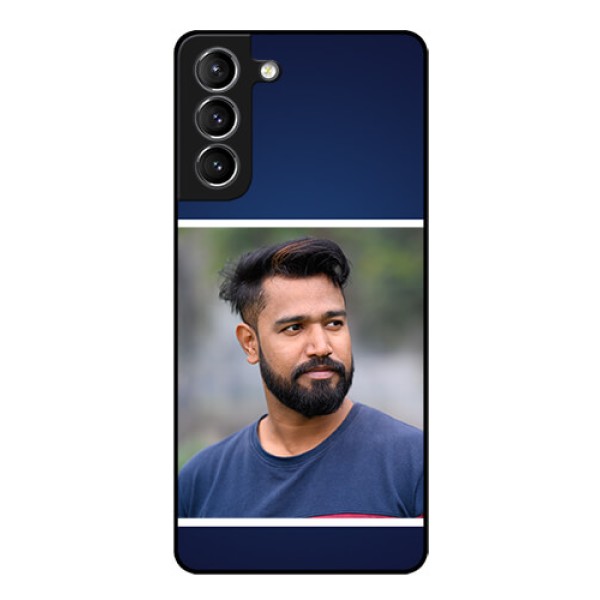 Galaxy S21 Personalized Glass Phone Case - Simple Royal Blue Design Galaxy S21 Personalized Glass Phone Case - Simple Royal Blue Design