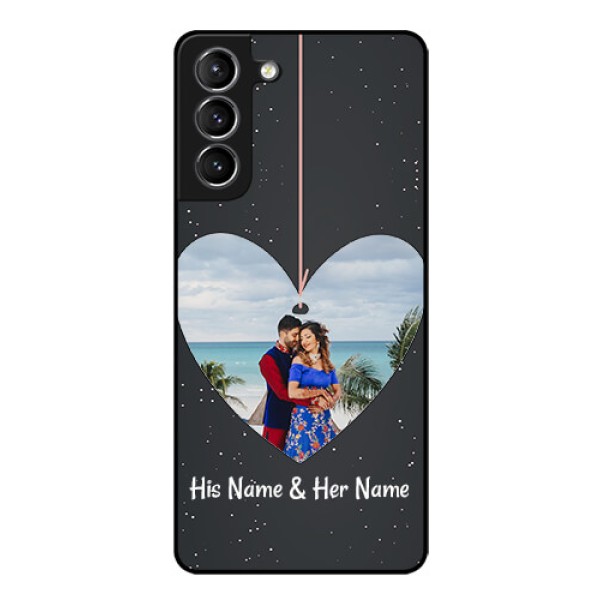 Galaxy S21 Custom Glass Phone Case  - Hanging Heart Design