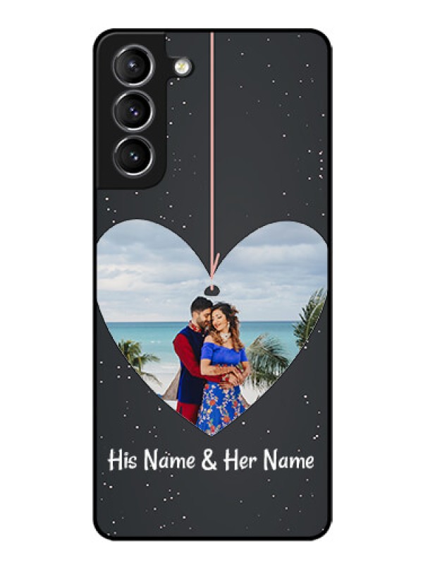Custom Galaxy S21 Custom Glass Phone Case  - Hanging Heart Design