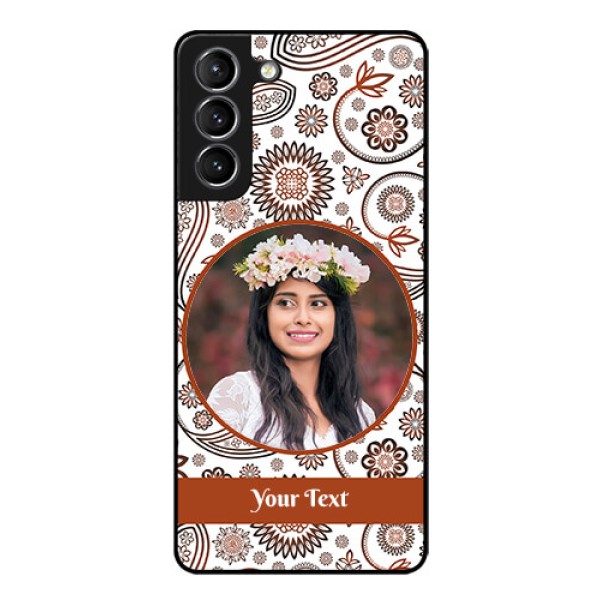 Galaxy S21 Custom Glass Mobile Case  - Abstract Floral Design 
