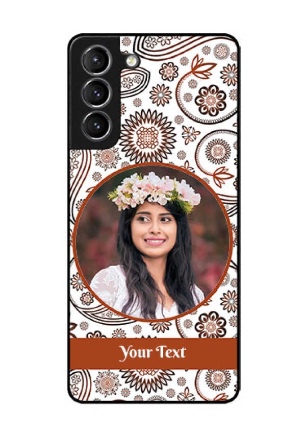 Galaxy S21 Custom Glass Mobile Case  - Abstract Floral Design 