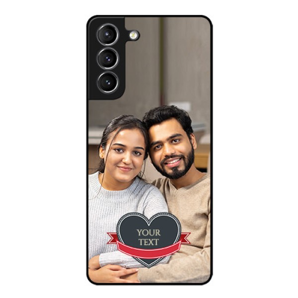 Galaxy S21 Custom Glass Phone Case - Just Married Couple Design Galaxy S21 Custom Glass Phone Case - Just Married Couple Design