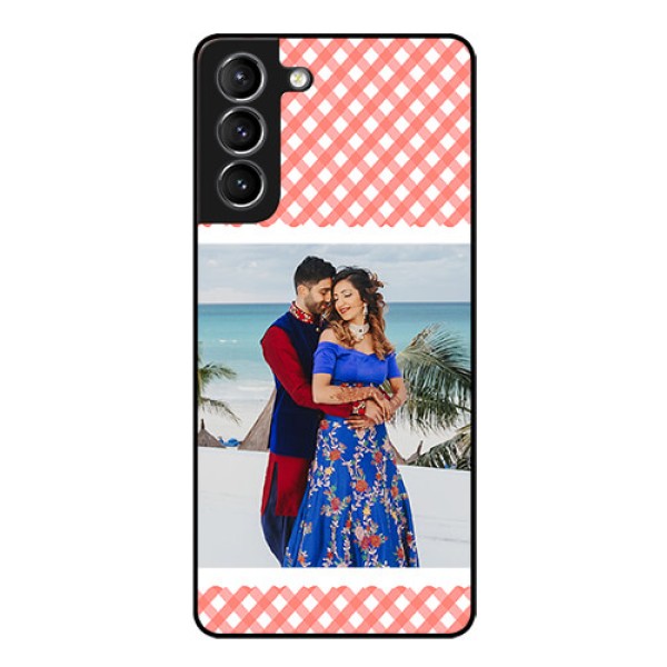 Galaxy S21 Personalized Glass Phone Case  - Pink Pattern Design