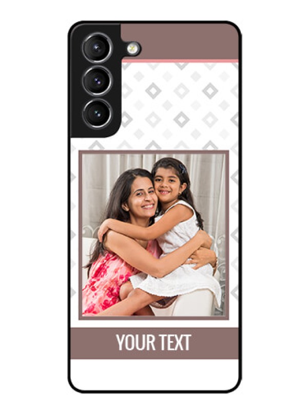 Custom Galaxy S21 Photo Printing on Glass Case  - Simple Diamond Design