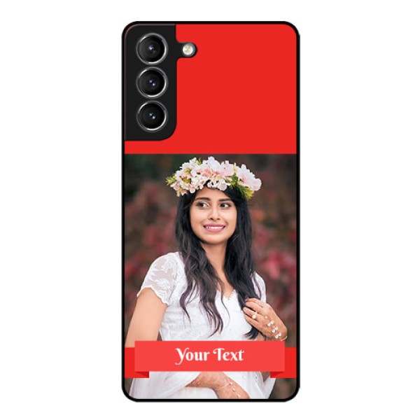 Galaxy S21 Custom Glass Phone Case - Simple Red Color Design Galaxy S21 Custom Glass Phone Case - Simple Red Color Design