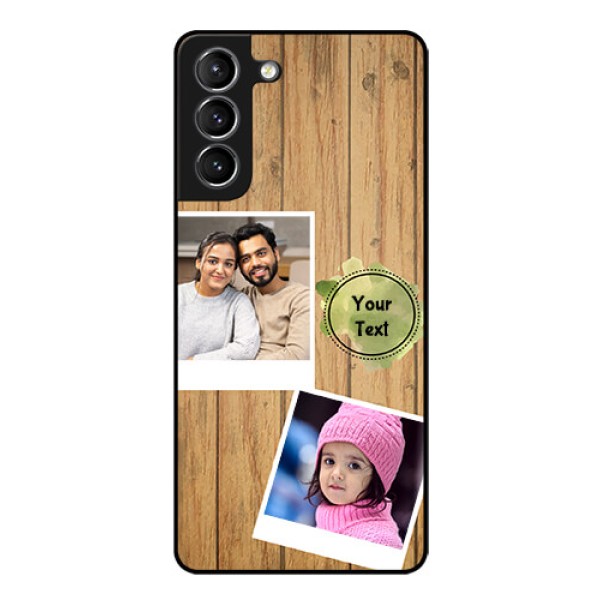 Galaxy S21 Custom Glass Phone Case  - Wooden Texture Design