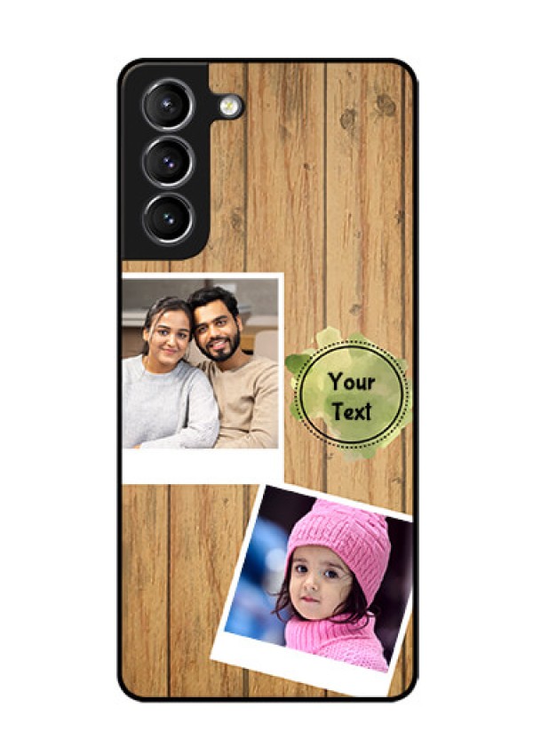 Galaxy S21 Custom Glass Phone Case  - Wooden Texture Design