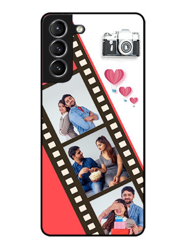 Custom Galaxy S21 Personalized Glass Phone Case  - 3 Image Holder with Film Reel