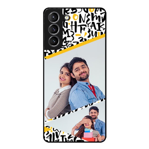Galaxy S21 Custom Glass Mobile Case  - Letters Pattern Design