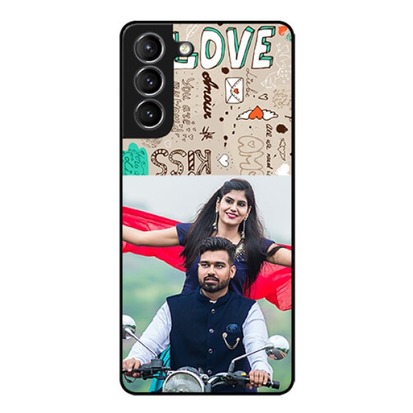 Galaxy S21 Custom Glass Phone Case  - Love Doodle Pattern 