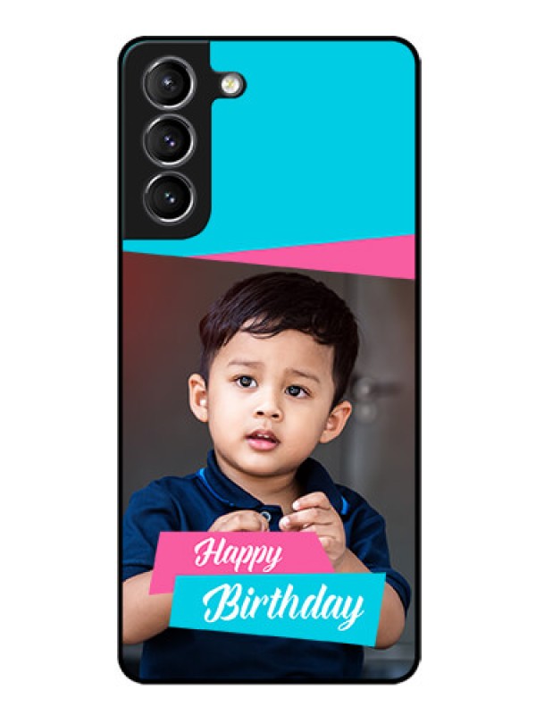 Custom Galaxy S21 Personalized Glass Phone Case  - Image Holder with 2 Color Design