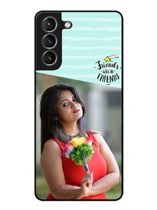 Custom Galaxy S21 Custom Glass Phone Case  - Friends Picture Icon Design