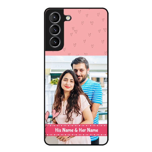 Galaxy S21 Personalized Glass Phone Case - Love Design Peach Color Galaxy S21 Personalized Glass Phone Case - Love Design Peach Color