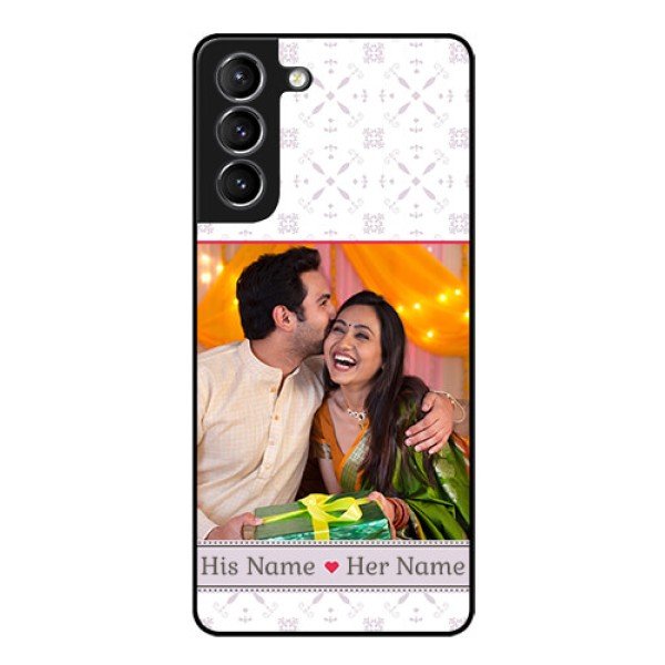 Galaxy S21 Custom Glass Mobile Case - with Photo and Ethnic Design Galaxy S21 Custom Glass Mobile Case - with Photo and Ethnic Design