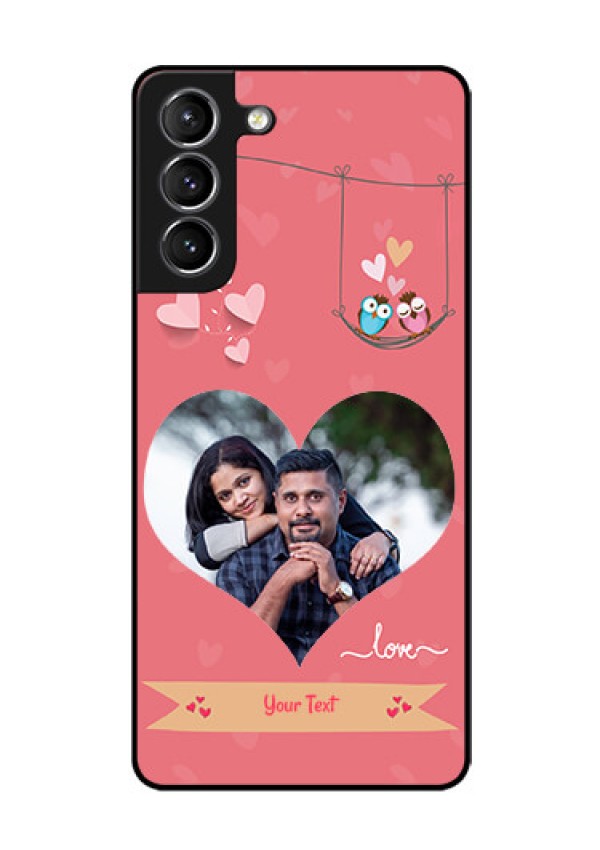 Galaxy S21 Personalized Glass Phone Case  - Peach Color Love Design 