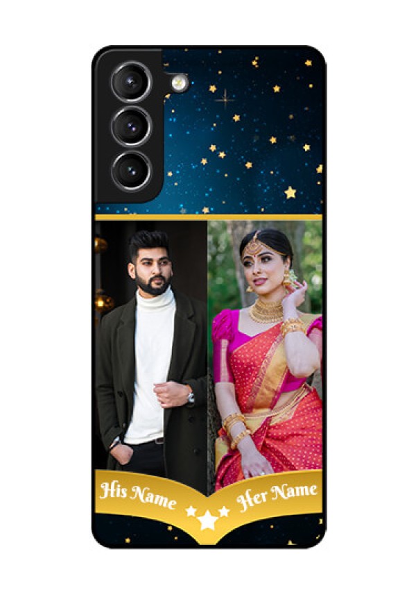 Galaxy S21 Custom Glass Phone Case  - Galaxy Stars Backdrop Design