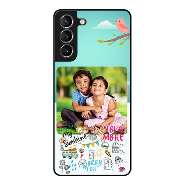 Galaxy S21 Photo Printing on Glass Case  - Doodle love Design