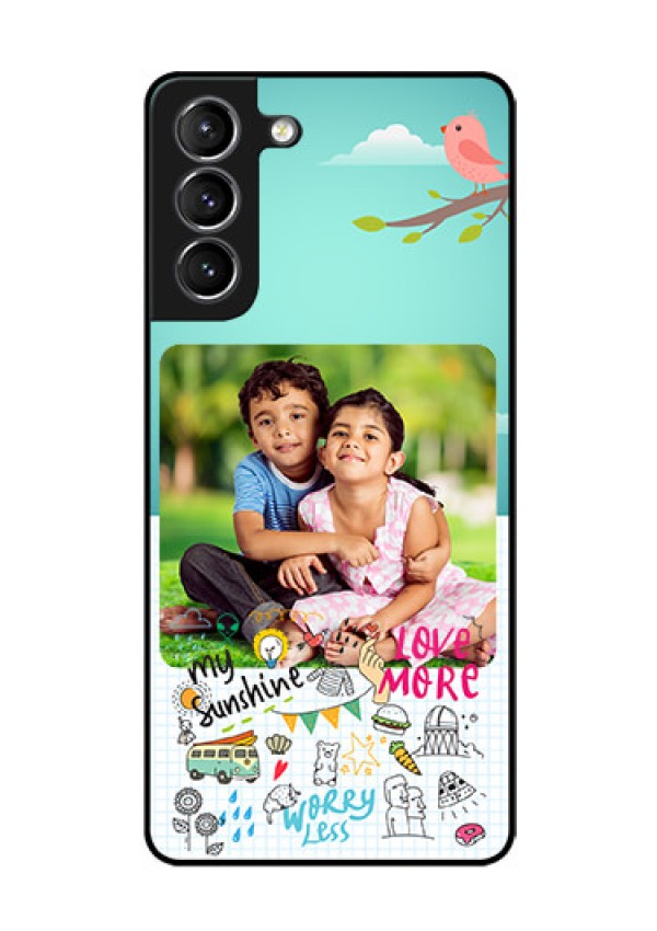 Galaxy S21 Photo Printing on Glass Case  - Doodle love Design