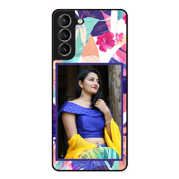 Galaxy S21 Custom Glass Mobile Case  - Abstract Floral Design