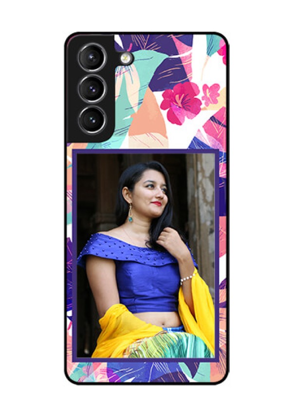 Galaxy S21 Custom Glass Mobile Case  - Abstract Floral Design