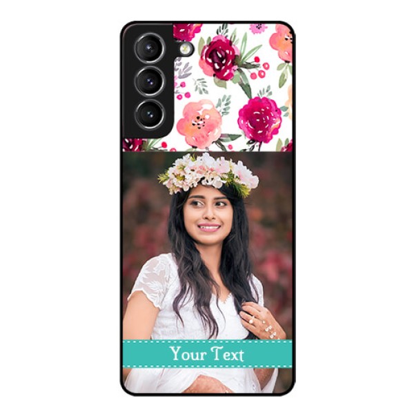 Galaxy S21 Custom Glass Phone Case  - Watercolor Floral Design