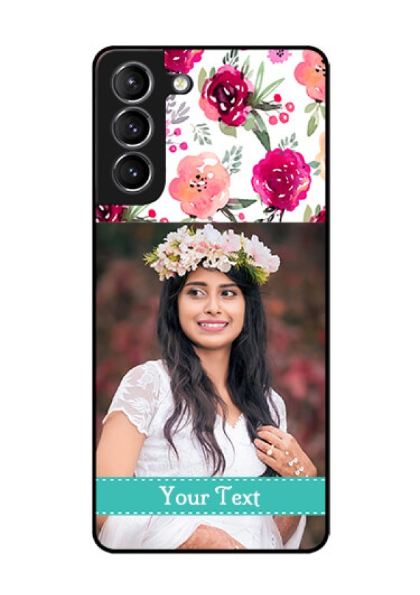 Galaxy S21 Custom Glass Phone Case  - Watercolor Floral Design