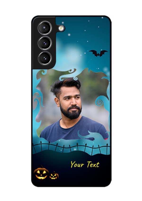 Galaxy S21 Custom Glass Phone Case  - Halloween frame design