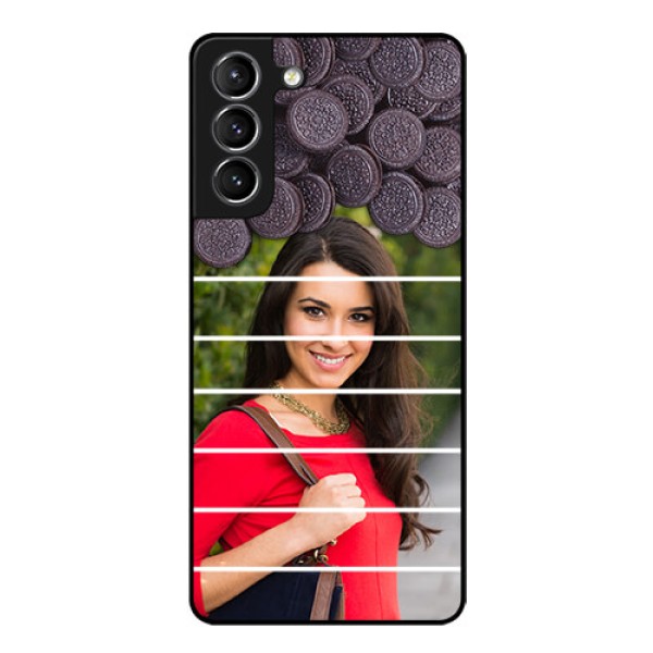Galaxy S21 Custom Glass Phone Case - with Oreo Biscuit Design Galaxy S21 Custom Glass Phone Case - with Oreo Biscuit Design