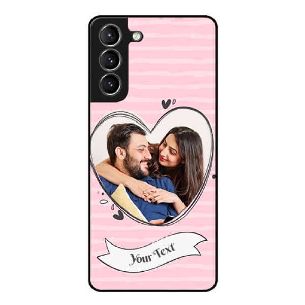 Galaxy S21 Custom Glass Phone Case  - Vintage Heart Design