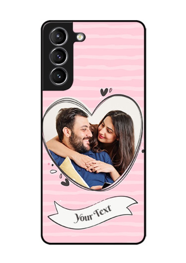 Galaxy S21 Custom Glass Phone Case  - Vintage Heart Design
